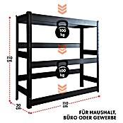 Floordirekt Getränkekistenregal Osaka (H x B x T: 110 x 110 x 30 cm, Traglast pro Boden: 100 kg, Anzahl Böden: 3 Stk., Stecken, Schwarz) | BAUHAUS