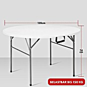Floordirekt Klapptisch Shiga (Ø x H: 120 x 74 cm, Kunststoff, Rund, Weiß) | BAUHAUS