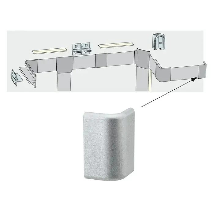 Paulmann Duo Endkappe Cap - 24 x 22 x 42 mm, Kunststoff - Abbildung eines Kantenschutzes in Silber, der zur Abdeckung von Ecken dient und vor Beschädigungen schützt. Ideal für den Einsatz in verschiedenen Bereichen.