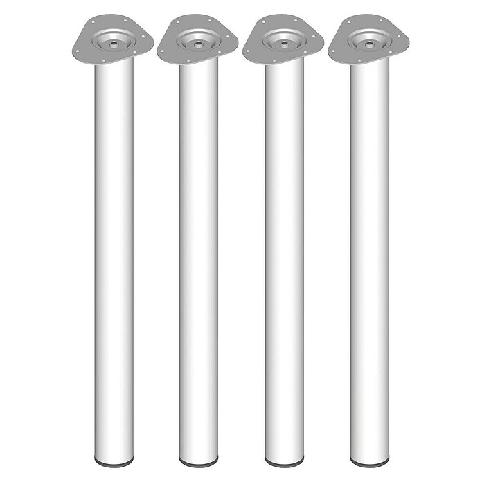Element System Möbelfuß-Set Toskana (Ø x L: 60 x 800 mm, Weiß, Traglast: 75 kg, 4 Stk.)