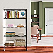 Floordirekt Gitterregal Maya (H x B x T: 150 x 34 x 89 cm, Traglast pro Boden: 24 kg, Anzahl Böden: 5 Stk., Stecken, Schwarz) | BAUHAUS