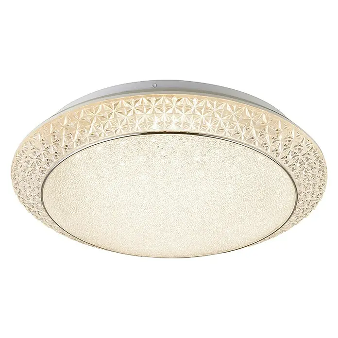 Lavida LED-Deckenleuchte rund Fondi - 28 W, Ø x H: 41 x 10 cm, Weiß - Moderne LED-Deckenleuchte mit kristallartigem Rand und heller, runder Mitte für eine elegante Raumbeleuchtung.