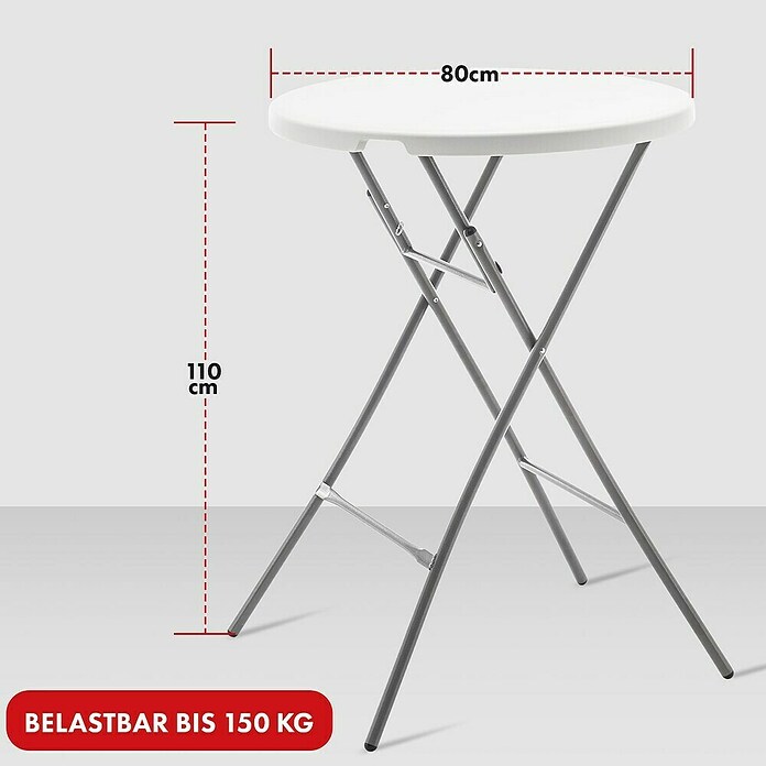 Floordirekt Garten-Stehtisch rund Nagano (Ø x H: 80 x 110 cm, Kunststoff, Rund, Weiß) | BAUHAUS