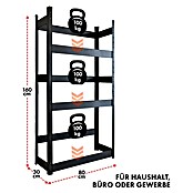Floordirekt Getränkekistenregal Osaka (H x B x T: 160 x 80 x 30 cm, Traglast pro Boden: 100 kg, Anzahl Böden: 3 Stk., Stecken, Schwarz) | BAUHAUS