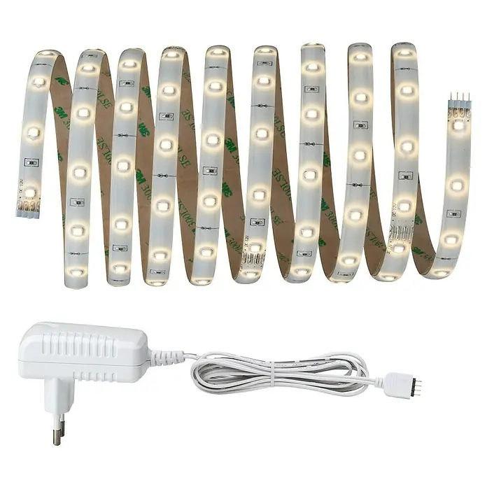 Paulmann LED-Band YourLED Basisset - Länge: 3 m, Lichtfarbe: Warmweiß, 10 W, 800 lm, 12 V - LED-Streifen mit Klebestreifen und Netzteil, ideal für stimmungsvolle Beleuchtung im ganzen Haus.
