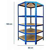 Floordirekt Eckregal (H x B x T: 180 x 90 x 42 cm, Traglast pro Boden: 175 kg, Anzahl Böden: 5 Stk., Stecken, Blau) | BAUHAUS