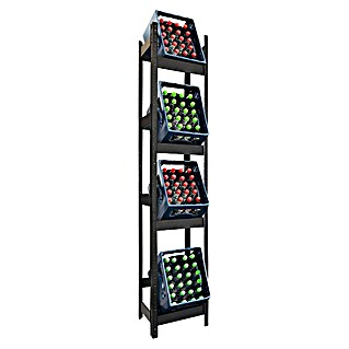Floordirekt Getränkekistenregal Osaka (H x B x T: 200 x 40 x 30 cm, Traglast pro Boden: 100 kg, Anzahl Böden: 4 Stk., Stecken, Schwarz)