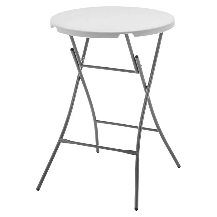 Floordirekt Garten-Stehtisch rund Nagano - Ø x H: 80 x 110 cm, Kunststoff, Rund, Weiß - Runder Stehtisch mit weißer Tischplatte und grauem Metallgestell. Ideal für Partys und Veranstaltungen.
