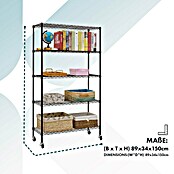Floordirekt Gitterregal Maya (H x B x T: 150 x 34 x 89 cm, Traglast pro Boden: 24 kg, Anzahl Böden: 5 Stk., Stecken, Schwarz) | BAUHAUS