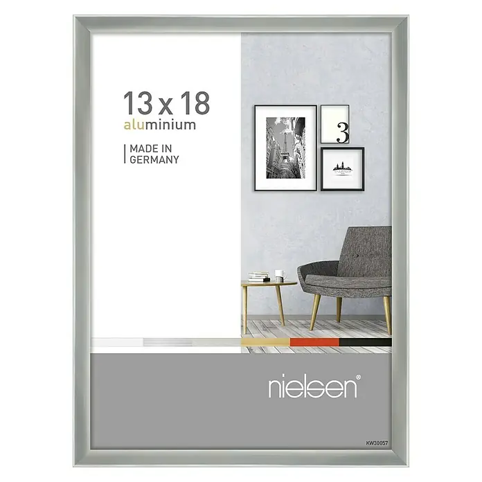 Nielsen Alurahmen Pixel - 13 x 18 cm, Silber - Nielsen Aluminium Bilderrahmen 13x18 cm in Silber. Der Rahmen ist ideal für Fotos und Kunstdrucke und Made in Germany.