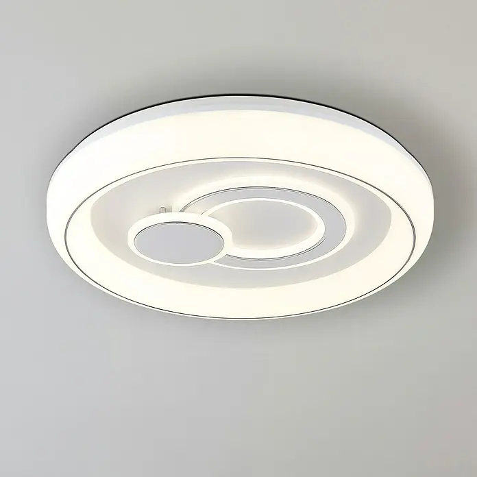 Globo LED-Deckenleuchte rund - 48 W, Ø x H: 48 x 7,5 cm, Weiß - Moderne Deckenleuchte in Weiß mit kreisförmigem Design und sanfter Beleuchtung für eine stilvolle Atmosphäre im Raum.