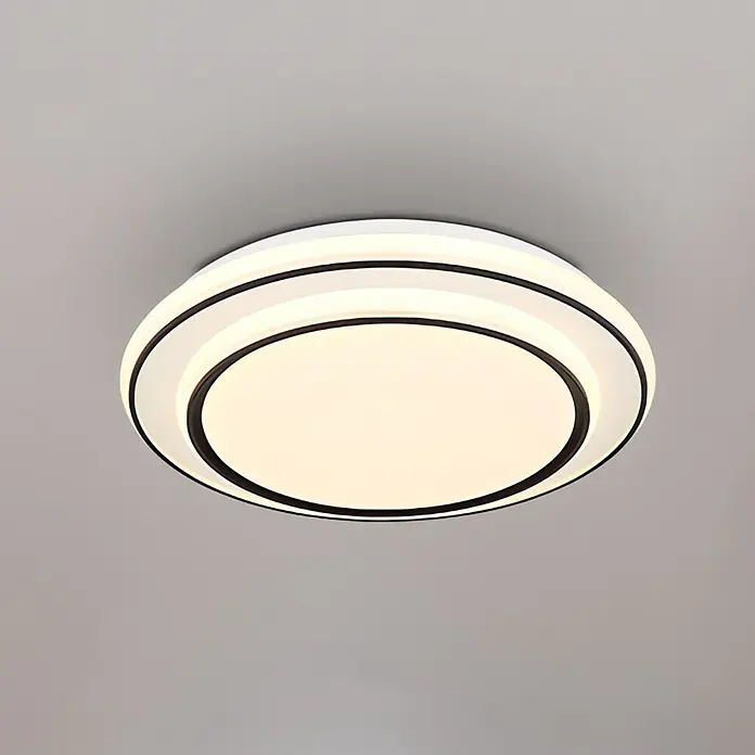Globo LED-Deckenleuchte rund Logan - Ø x H: 39 x 7 cm, Farbe Gehäuse: Schwarz, Warmweiß - Moderne LED-Deckenleuchte in Weiß mit schwarzen Akzenten. Ideal für stilvolle Innenräume.