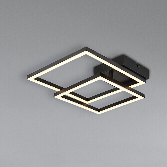 Globo LED stropna svjetiljka Tyler  (20 W, D x Š x V: 48,8 x 35,3 x 6,4 cm, Crna, Topla bijela) | BAUHAUS