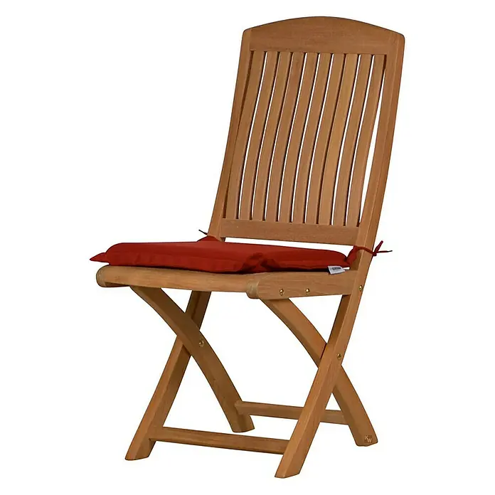 Kai Wiechmann Sitzauflage - Klappstuhl, L x B x H: 35 x 40 x 4 cm, Polyacryl, Bordeauxrot - Ein stilvoller Holzstuhl mit rotem Sitzkissen, ideal für Garten und Terrasse. Bequemer Sitzplatz für entspannte Stunden im Freien.