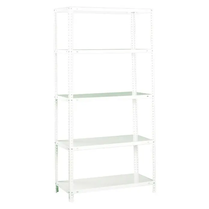 Simonrack Simonclassic Estantería metálica Comfort Mini - Al x An x Pr: 180 x 80 x 40 cm, Capacidad de carga por balda: 100 kg, Número de baldas: 5 ud., Atornillado, Blanco - Estantería metálica blanca con cinco estantes para guardar y organizar objetos. La estantería es robusta y ofrece mucho espacio de almacenamiento.