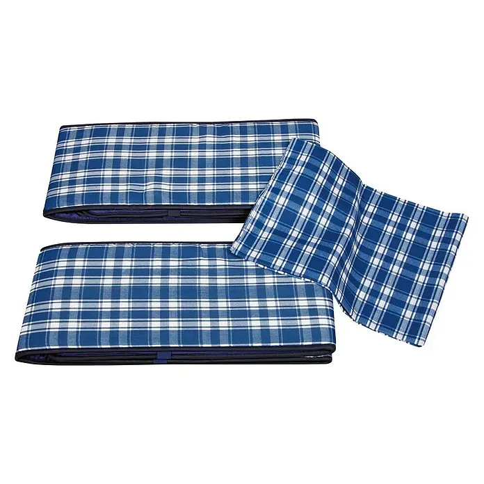 Doppler Bierbankauflagen-Set - Weiß/Blau, Passend für: 70 cm Tischbreite - Gefaltete Matratzenauflagen mit blau-weiß kariertem Muster, ideal für zusätzlichen Komfort und Schutz der Matratze.