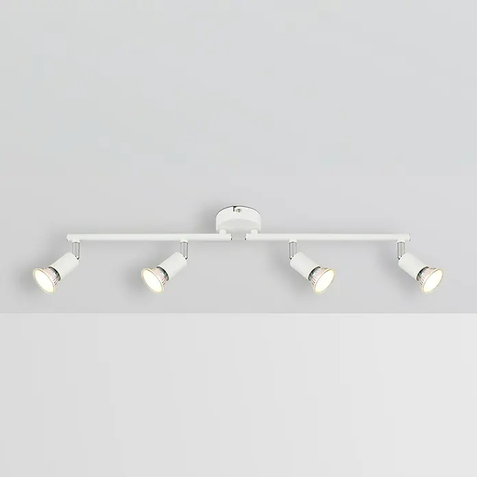 Globo LED-Deckenstrahler Matrix - 35 W, L x B x H: 60 x 13 x 13 cm, Weiß - Eine moderne, weiße Deckenleuchte mit vier Strahlern, die für eine helle und flexible Beleuchtung sorgt. Perfekt für jeden Raum.