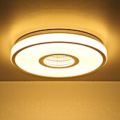 Globo LED-Deckenleuchte rund Astania (Farbe Gehäuse: Weiß, Ø x H: 38 x 6,5 cm, Tunneleffekt mittig, und Kristall-Sand, Warmweiß) | BAUHAUS