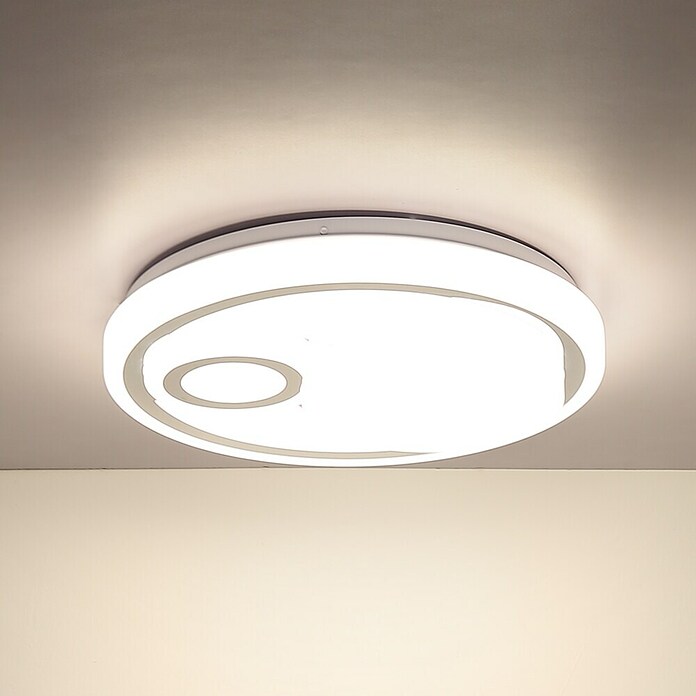 Globo Okrugla stropna LED svjetiljka Ruiz  (24 W, Ø x V: 380 x 75 mm, Bijela, Topla bijela) | BAUHAUS