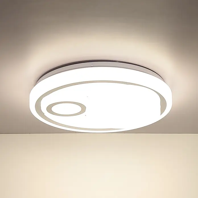 Globo LED-Deckenleuchte rund Ruiz - 24 W, Ø x H: 380 x 75 mm, Weiß, Warmweiß - Moderne LED Deckenleuchte mit kreisförmigem Design. Die Lampe sorgt für helles und gleichmäßiges Licht im Raum und ist ein echter Hingucker.