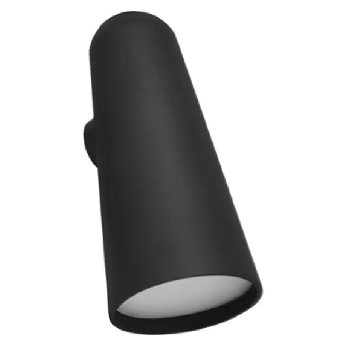 REV Außenstehleuchte Kegel - 56 x 56 x 120 mm - Nahaufnahme einer mattschwarzen, zylindrischen Tischleuchte mit sanftem, weißem Licht im Inneren, die modernes Design und Funktionalität vereint.
