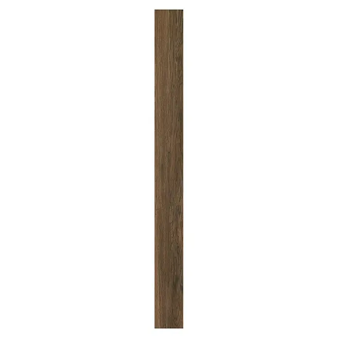 Sockelfliese Natura - 7 x 90 cm, Brown - Holzstrukturierter Bodenbelag in warmen Brauntönen, ideal für ein gemütliches Ambiente. Die Maserung verleiht dem Raum eine natürliche Note.