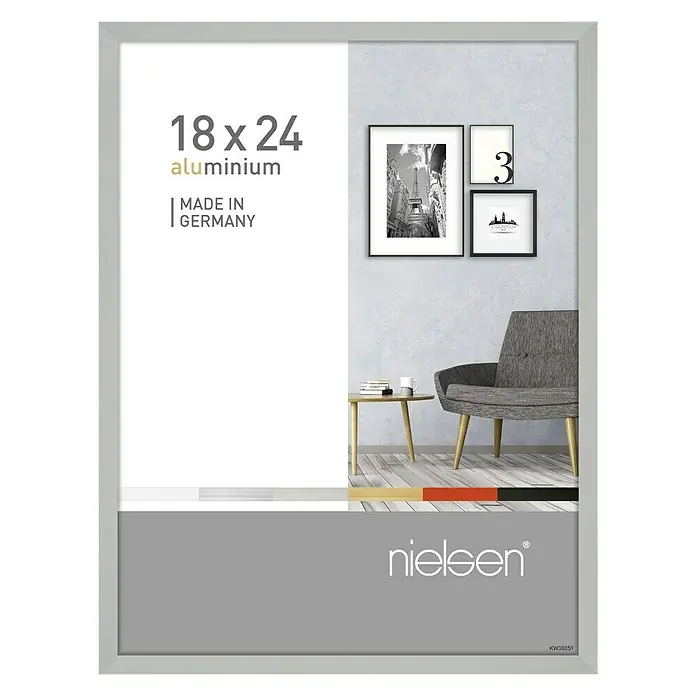 Nielsen Alurahmen Pixel - 18 x 24 cm, Mattsilber - Silberner Nielsen Aluminium Bilderrahmen 18x24 cm. Ideal für Fotos und Kunstwerke, um Ihre Wände stilvoll zu dekorieren.