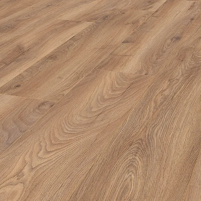 LOGOCLIC Edition Laminat Vinto - Sundance Oak, Landhausdiele, 1.288 x 245 x 8 mm - Nahaufnahme von Laminatboden in warmen Holztönen, ideal für moderne Innenräume.