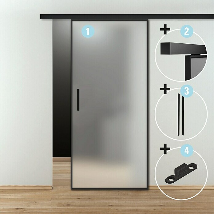 Diamond Doors Black Edition Schiebetür-Komplettset Jubidoor Loftline Black (935 x 2 058 mm, Einscheibensicherheitsglas (ESG)) | BAUHAUS