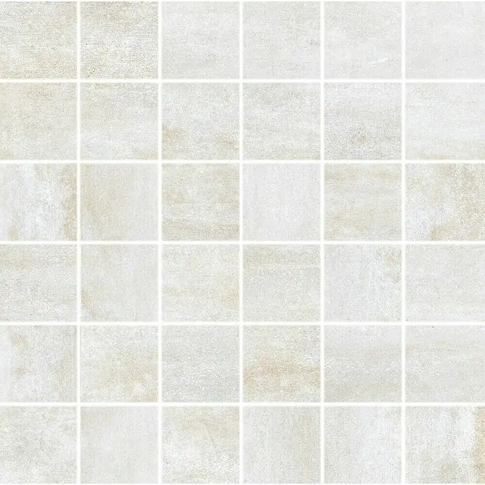 Mosaikfliese Allora - 30 x 30 cm, Weiß, Matt - Nahaufnahme eines hellen Wandfliesenmusters, das ein sauberes, modernes Design mit subtilen Texturvariationen für ein ansprechendes Erscheinungsbild bietet.