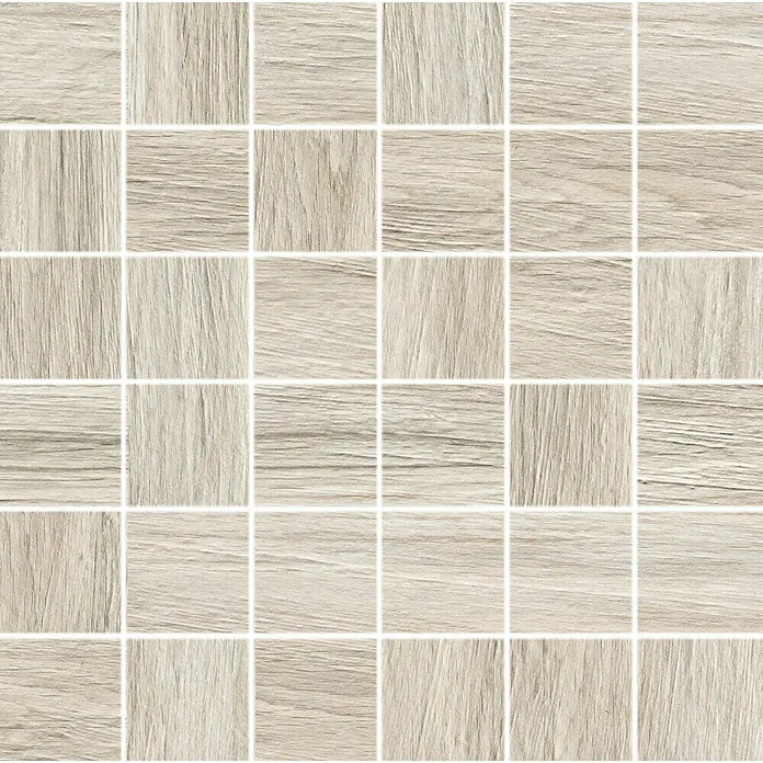 Mosaikfliese Natura - 30 x 30 cm, Tortora, Matt - Quadratische Holzfliesen mit einer subtilen Textur erzeugen einen natürlichen, organischen Look und verleihen jedem Raum Wärme und Charakter.
