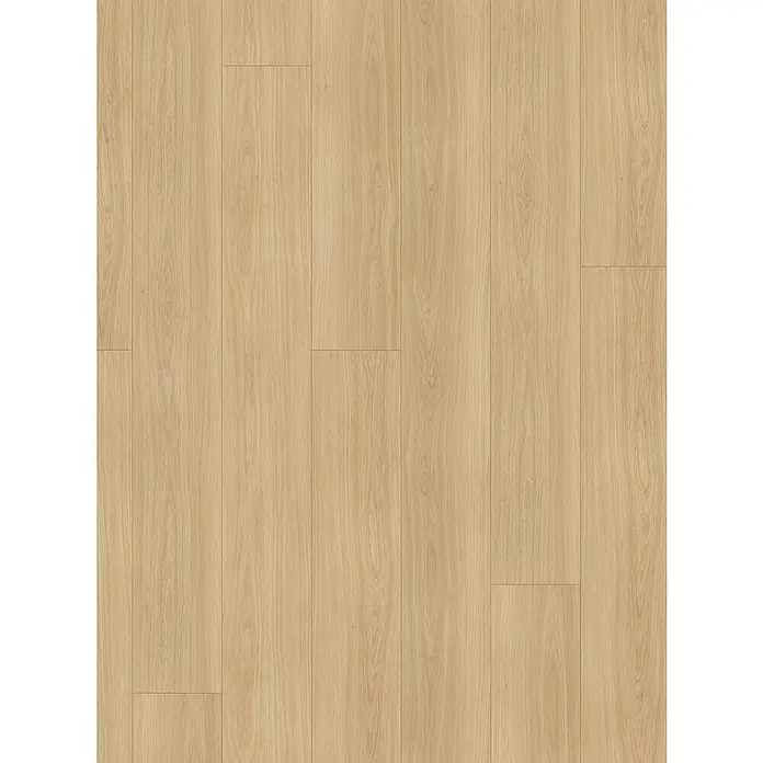 Parador Designbodenmuster Modular ONE Eiche Artemis natur - 200 x 235 x 8 mm, Landhausdiele - Nahaufnahme eines Musters von hellem Eichenlaminatboden mit natürlichen Maserungsdetails und einer glatten Oberfläche.