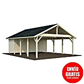 Palmako Carport doble con trastero Classico Robert (Medidas ext. (An x Pr): 600 x 762 cm, Carport doble, Natural) | BAUHAUS