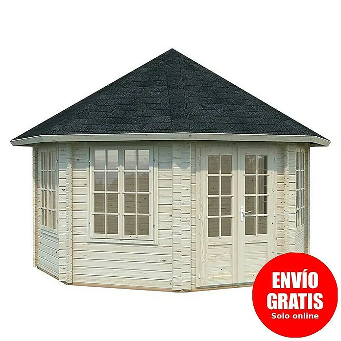Palmako Caseta de jardín Hanna - Medidas ext. (An x Pr): 503 x 503 cm, Madera, Natural - Caseta de jardín de madera con techo oscuro. Ideal para el jardín.