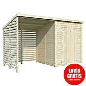 Palmako Caseta de jardín con leñero Leif (Medidas ext. (An x Pr): 377 x 187 cm, Madera, Natural) | BAUHAUS