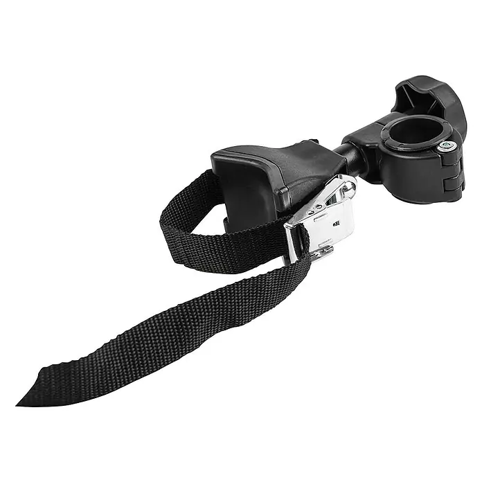 Eufab Rahmenhalter - Kurz, Durchmesser: 30 mm - 8,5 mm, 10,5 cm - Befestigungselement mit schwarzem Gurtband und Metallschnalle für sicheren Halt. Ideal zur Montage an Fahrrädern oder anderen Geräten.