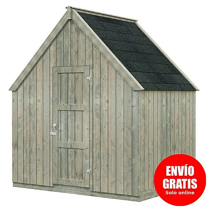 Palmako Caseta de jardín Emilia - Medidas ext. (An x Pr): 240 x 187 cm, Madera, Gris - Caseta de jardín de madera gris con techo negro. Perfecta para guardar herramientas de jardinería.