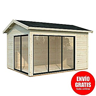 Palmako Caseta de jardín Amanda Slide Plus (Medidas ext. (An x Pr): 434 x 340 cm, Madera sin tratar, Natural)