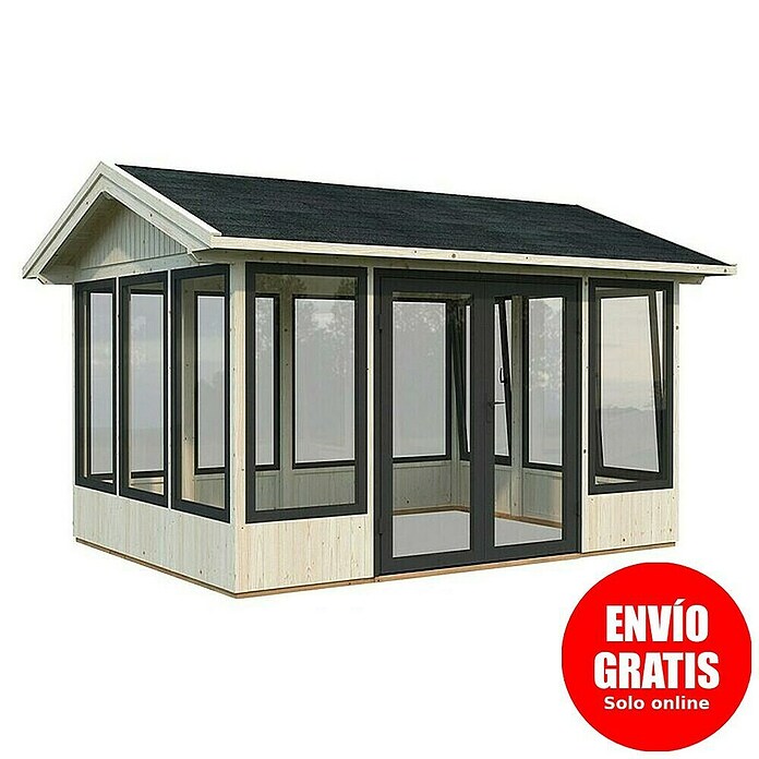 Palmako Caseta de jardín Isabella (Medidas ext. (An x Pr): 465 x 367 cm, Madera sin tratar, Natural) | BAUHAUS