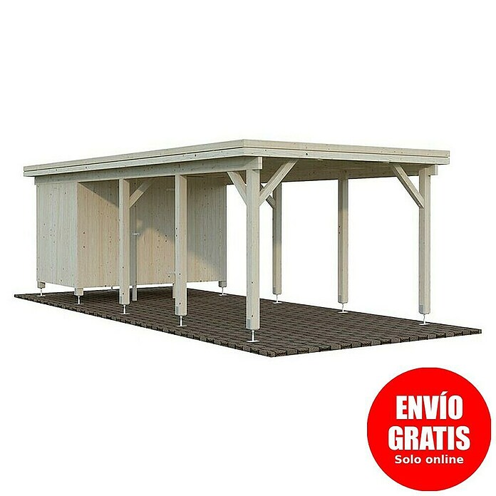 Palmako Carport con trastero Karl (Medidas ext. (An x Pr): 315 x 732 cm, Carport individual, Natural) | BAUHAUS