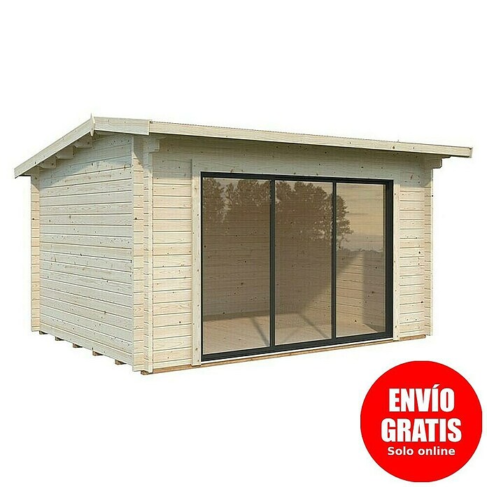 Palmako Caseta de jardín Ines Slide (Medidas ext. (An x Pr): 434 x 379 cm, Madera sin tratar, Natural) | BAUHAUS