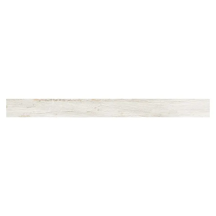 Sockelfliese Natura - 7 x 90 cm, Shabby White - Helles Holzbrett mit natürlicher Maserung und subtilen Farbunterschieden, ideal für rustikale oder minimalistische Designs.