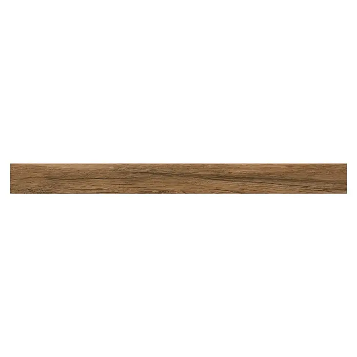 Sockelfliese Natura - 7 x 90 cm, Honey - Ein rechteckiger Holzpaneel mit markanter Maserung in verschiedenen Brauntönen. Ideal für rustikale Inneneinrichtungen.