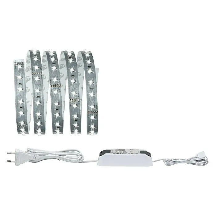 Paulmann MaxLED 500 LED-Band Basisset unbeschichtet - Länge: 1,5 m, Lichtfarbe: Tageslichtweiß, 8,5 W, 825 lm - LED-Streifen mit Netzteil für stimmungsvolle Beleuchtung. Ideal für Möbel, Regale oder Vitrinen zur dekorativen Gestaltung.