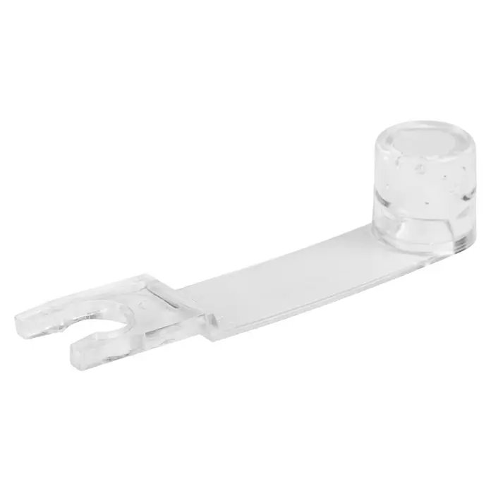 Walteco Türstopper - Kunststoff, B x L: 33 x 100 mm - Nahaufnahme eines transparenten Mikrofluidik-Chips, der für Laboranwendungen entwickelt wurde, mit klaren Kanälen und Verbindungen.