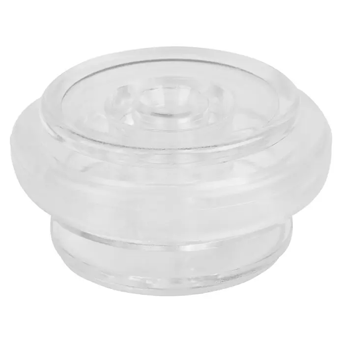 Walteco Türstopper - Kunststoff, B x L: 33 x 100 mm - Ein transparenter, kreisförmiger Stopper aus Kunststoff wird gezeigt, der verwendet wird, um das Zuknallen von Schranktüren zu verhindern.