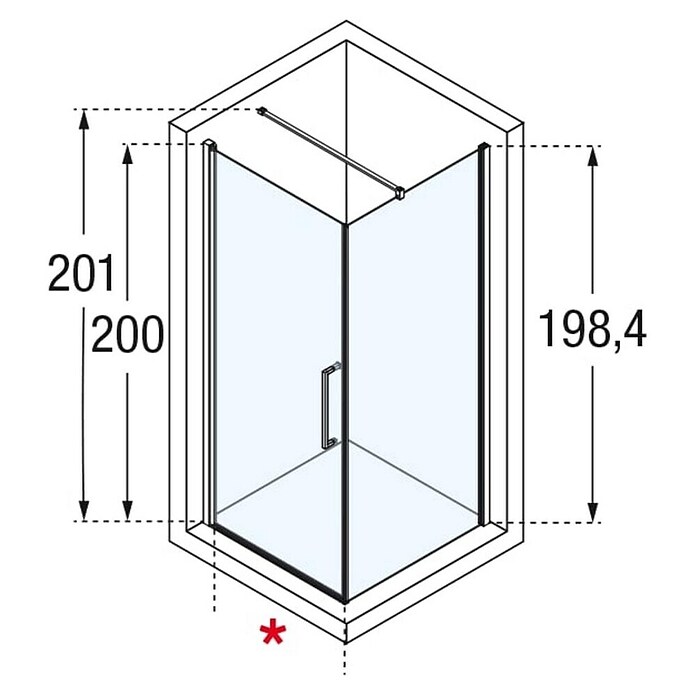 Glazen draaideur Novellini Young 2.0 Chroom Glanzend (89 x 200 cm, Helder glas) | BAUHAUS