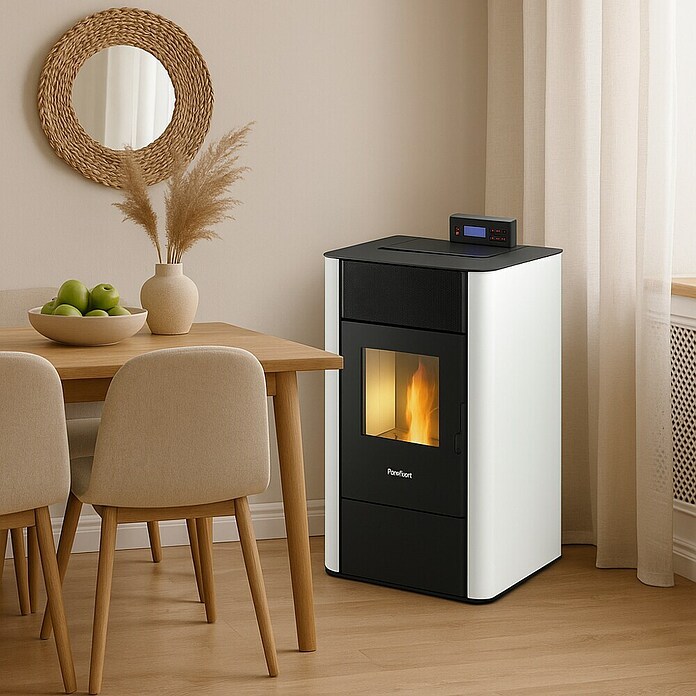 FreePoint Estufa de pellets (4,7 - 22,8 kW, Volumen de calefacción: 112,8 - 547,2 m³, Blanco)
