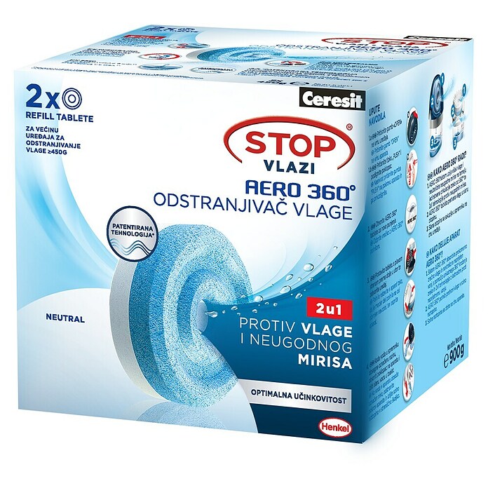 Ceresit Tablete za odvlaživanje zraka STOP AERO 360  (Neutralno, 2 Kom. x 450 g) | BAUHAUS