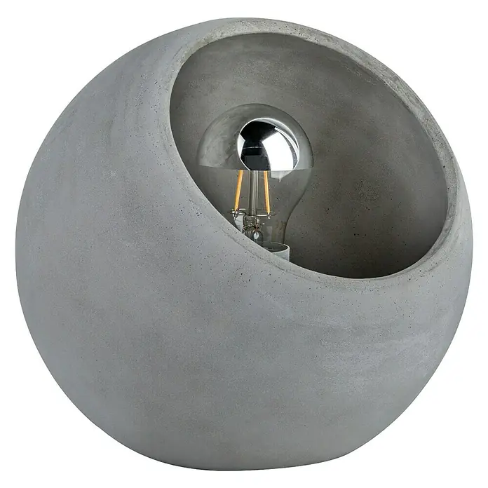 Paulmann Neordic Tischleuchte rund Ingram - 20 W, Ø x H: 230 mm x 21,5 cm, Grau, E27 - Tischleuchte aus Beton in Kugelform mit sichtbarer Glühbirne. Die Lampe ist ein modernes und stilvolles Beleuchtungselement.
